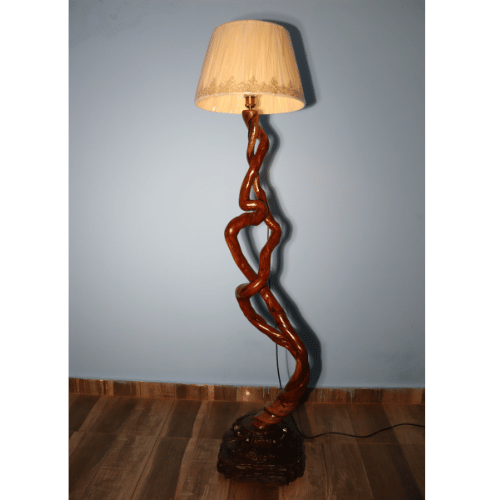 🌿 Handmade Wooden Floor Lamp – Natural & Elegant Home Décor Lighting