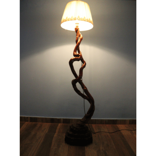 🌿 Handmade Wooden Floor Lamp – Natural & Elegant Home Décor Lighting
