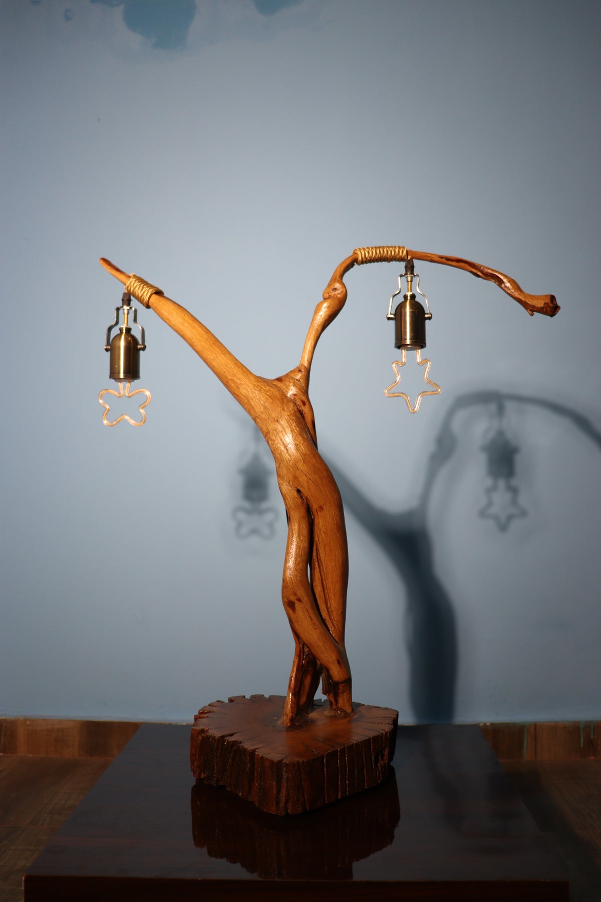 ๐ Dazzle Wood Handcrafted Wooden Table Lamp โ Rustic Elegance for Your Space