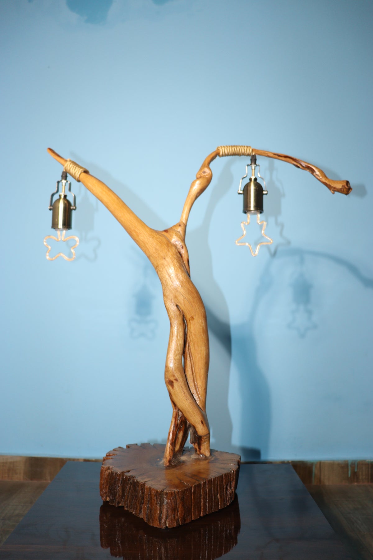 ๐ Dazzle Wood Handcrafted Wooden Table Lamp โ Rustic Elegance for Your Space