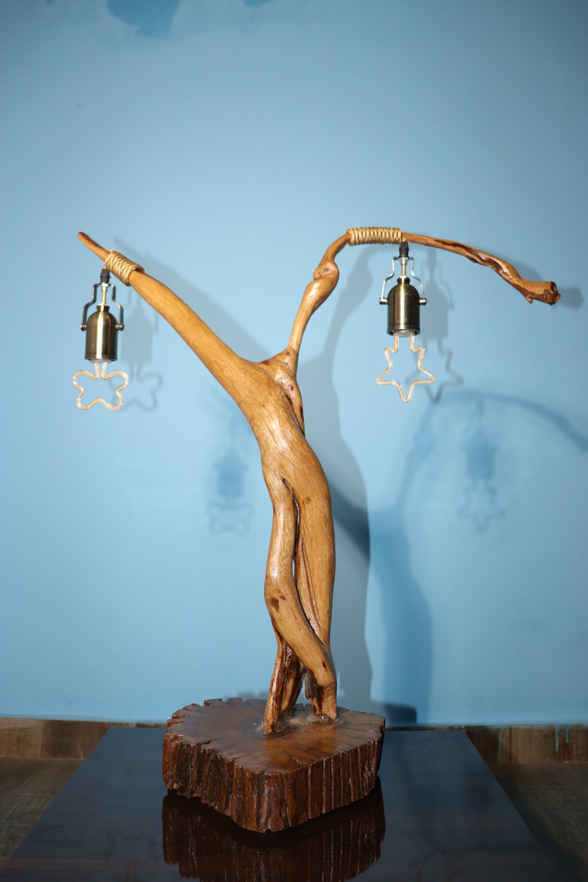 ๐ Dazzle Wood Handcrafted Wooden Table Lamp โ Rustic Elegance for Your Space