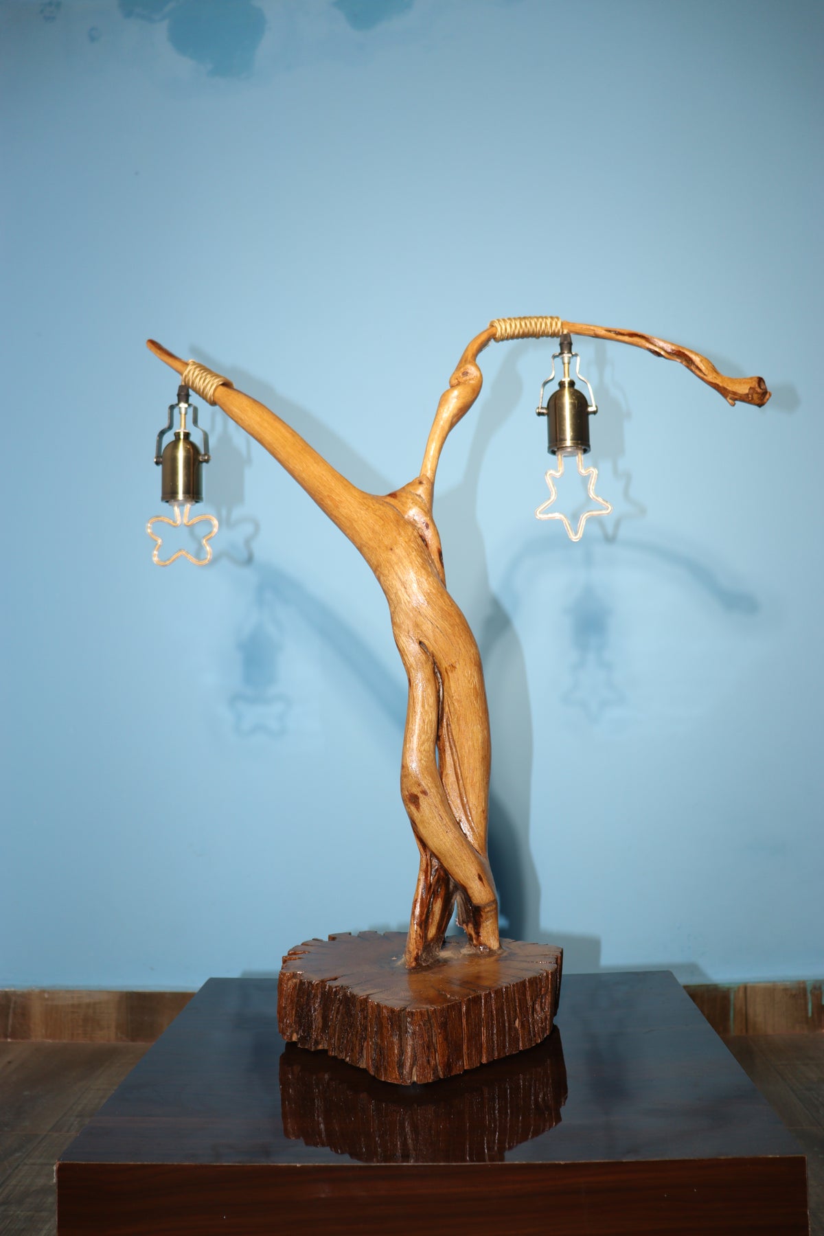 ๐ Dazzle Wood Handcrafted Wooden Table Lamp โ Rustic Elegance for Your Space
