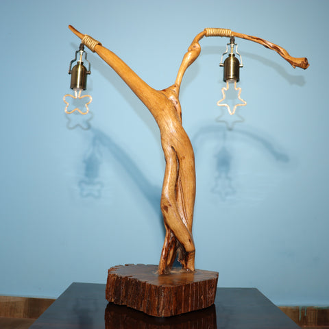 ๐ Dazzle Wood Handcrafted Wooden Table Lamp โ Rustic Elegance for Your Space