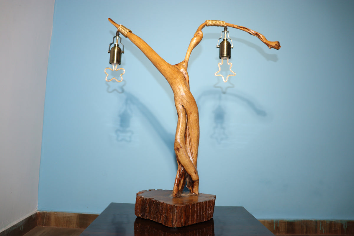 ๐ Dazzle Wood Handcrafted Wooden Table Lamp โ Rustic Elegance for Your Space