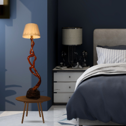 🌿 Handmade Wooden Floor Lamp – Natural & Elegant Home Décor Lighting