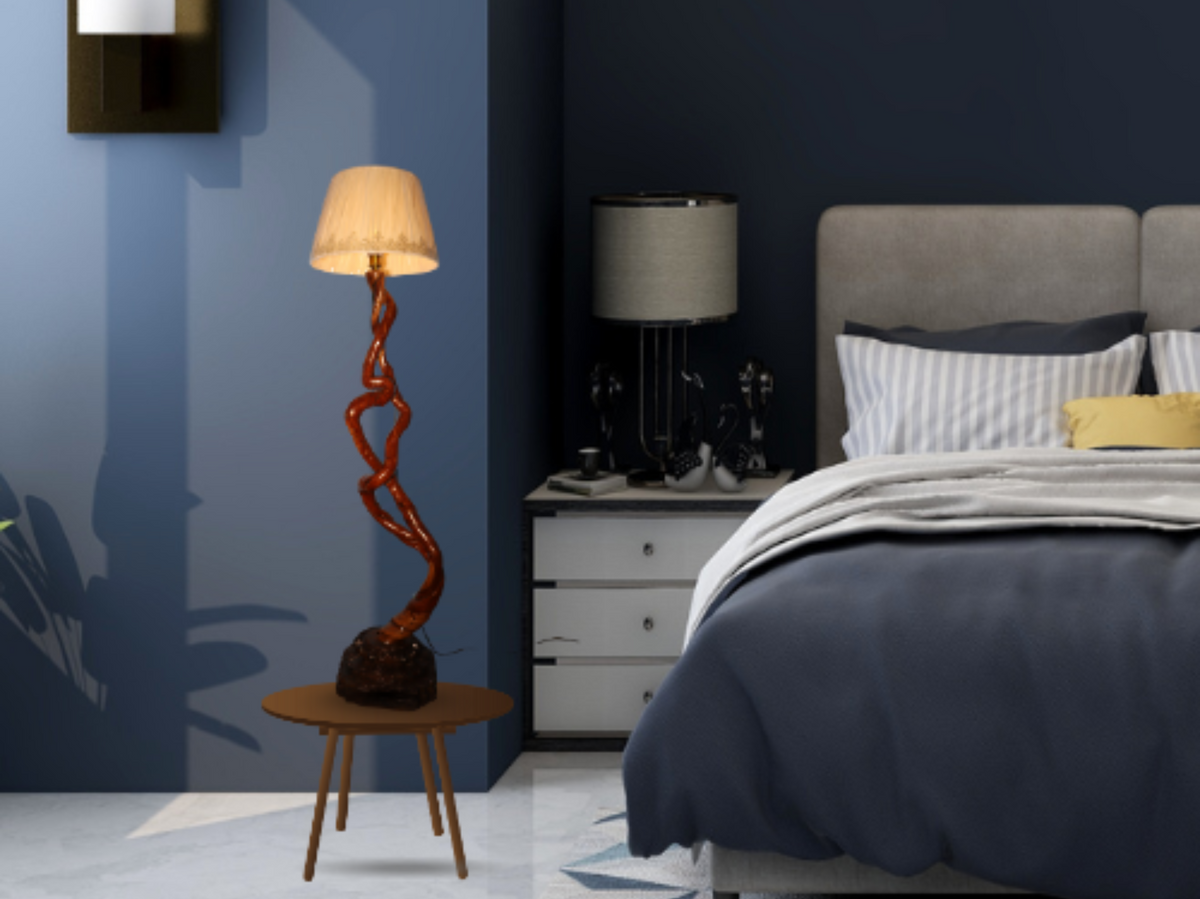 🌿 Handmade Wooden Floor Lamp – Natural & Elegant Home Décor Lighting