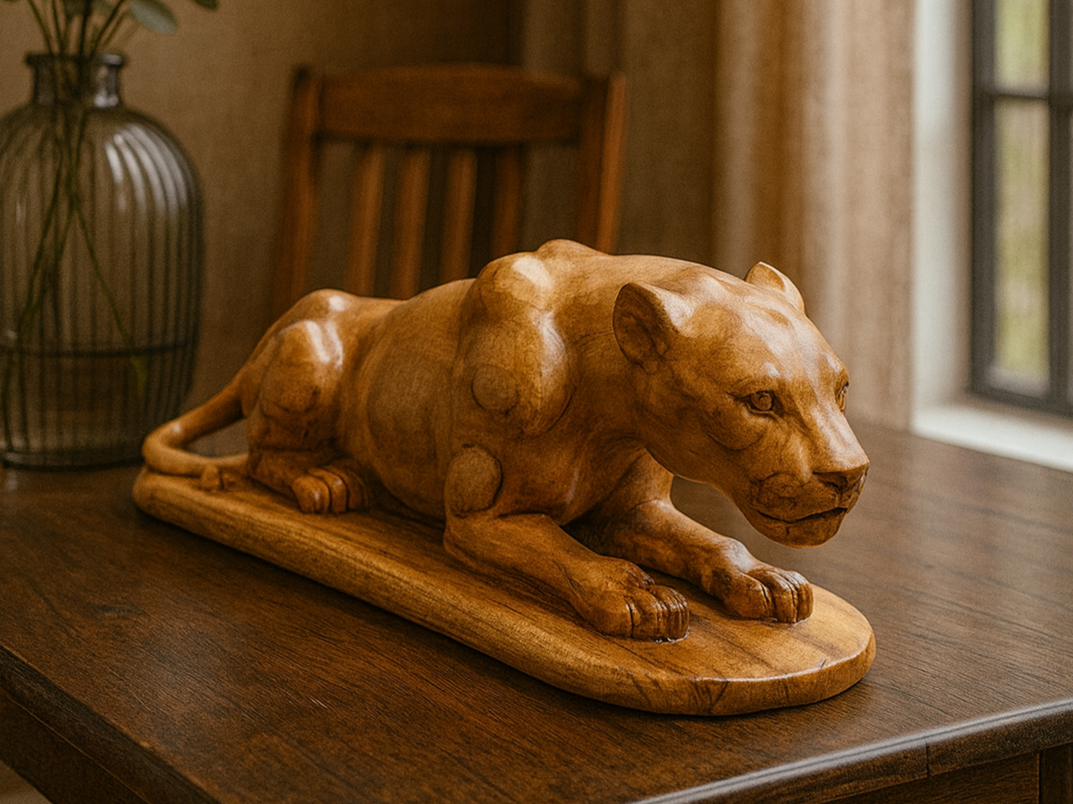 ๐
 Handcrafted Wooden Tiger Sculpture