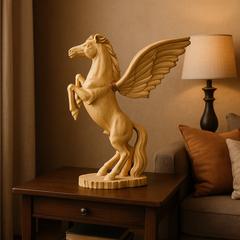 Handcrafted Wooden Pegasus Sculpture – Winged Horse Figurine