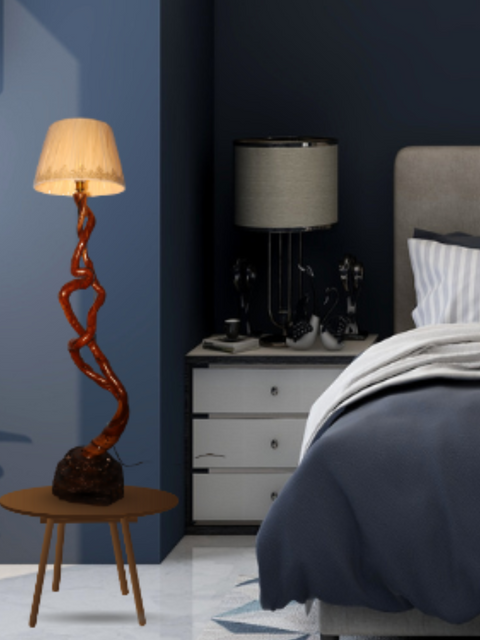 🌿 Handmade Wooden Floor Lamp – Natural & Elegant Home Décor Lighting