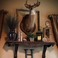 🦌 Deer Wall Hanging Wooden Head Sculpture – Handcrafted Home Décor Accent