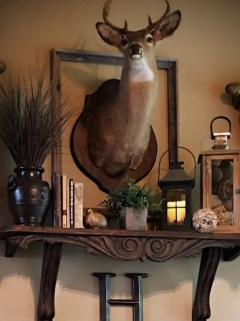 🦌 Deer Wall Hanging Wooden Head Sculpture – Handcrafted Home Décor Accent